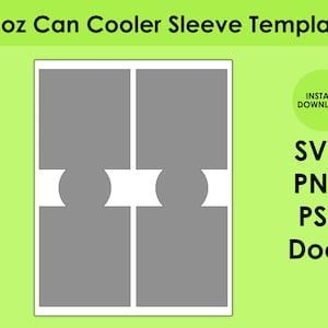 12oz Can Cooler Sleeve Template 8.5x11 Sheet SVG, PNG, PSD and DOCx