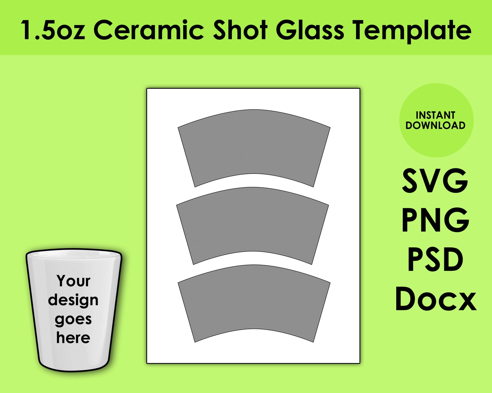 1.5oz Ceramic Shot Glass Template SVG PNG PSD and DOCx Etsy