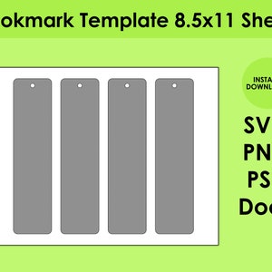 Bookmark Template 8.5x11 Sheet SVG, PNG, PSD and DOCx