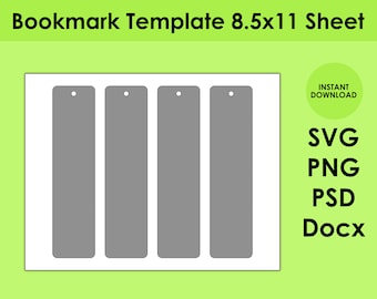 Bookmark Template 8.5x11 Sheet SVG, PNG, PSD and DOCx