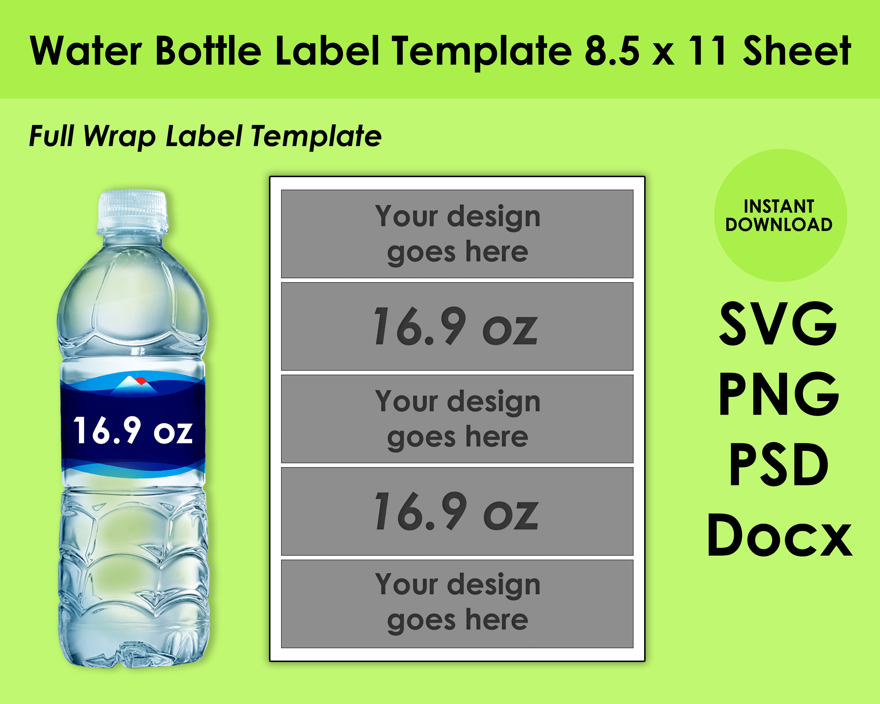 1.5oz Shot Glass Wrapper Sublimation Template 8.5x11 Sheet SVG, PNG, PSD  and Docx 