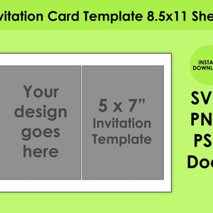 5x7 Modèle de carte d’invitation 8.5x11 Feuille