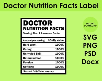 Doctor Nutrition Facts Label SVG, PNG, PSD y DOCx