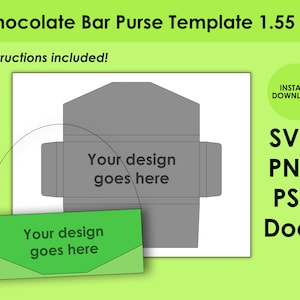 1.55oz Chocolate Bar Purse Template 8.5x11 Sheet SVG, PNG, PSD and DOCx