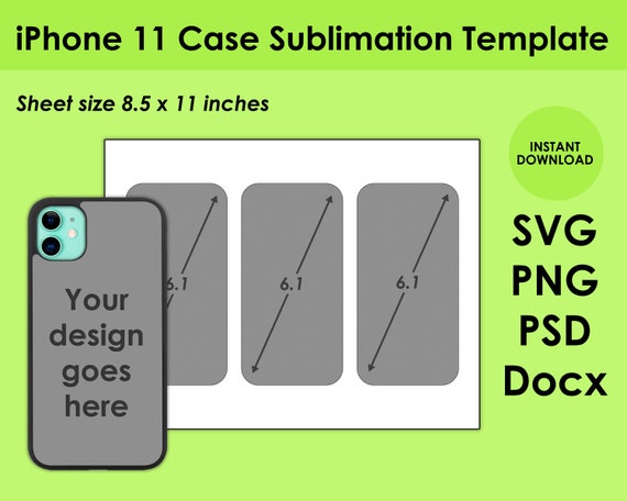Iphone 11 Case Template For Sublimation 8 5 X 11 Sheet Svg Etsy