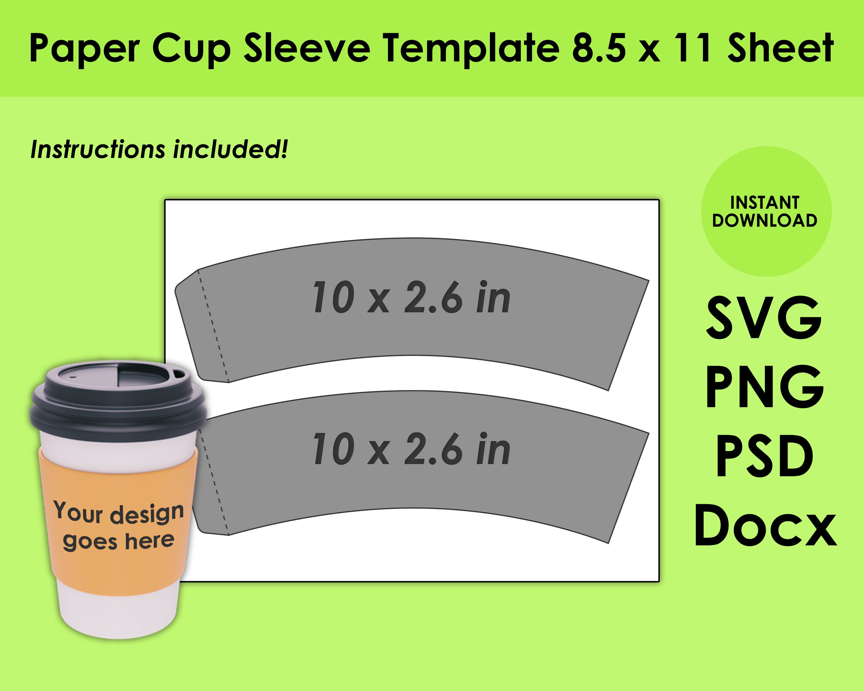 1.5oz Shot Glass Wrapper Sublimation Template 8.5x11 Sheet SVG, PNG, PSD  and Docx 