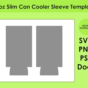 12oz Slim Can Cooler Sleeve Template 8.5x11 Sheet SVG, PNG, PSD and DOCx