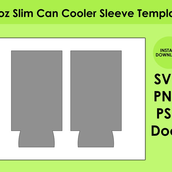 12oz Slim Can Cooler Sleeve Template 8.5x11 Sheet SVG, PNG, PSD and DOCx