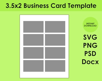 Business Card Template 8.5x11 Sheet SVG, PNG, PSD and DOCx