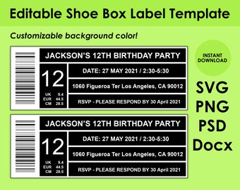Shoe Box Label Template 8.5x11 Sheet PDF, PNG, PSD and Docx