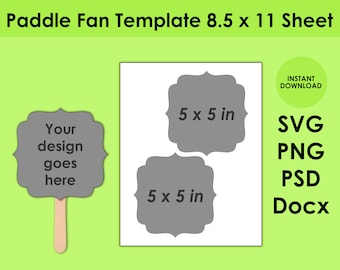 Paddle Fan Template 8.5x11 Sheet SVG, PNG, PSD and DOCx