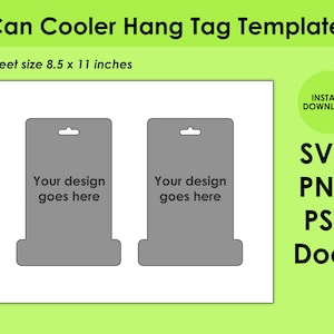 Can Cooler Hang Tag Template Template 8.5x11 Sheet  SVG, PNG, PSD and DOCx