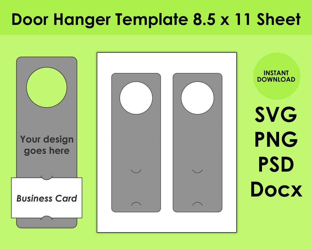 Door Hanger & Business Card Holder Template 8.5x11 Sheet SVG, PNG, PSD