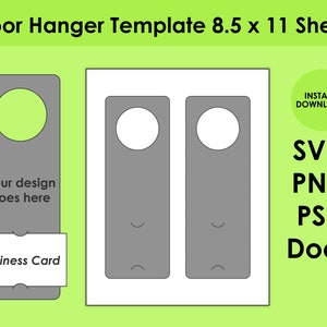 Door Hanger & Business Card Holder Template 8.5x11 Sheet  SVG, PNG, PSD and DOCx