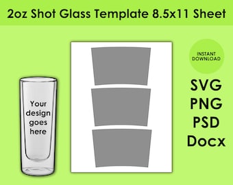 2oz Shot Glass Template 8.5x11 Sheet SVG, PNG, PSD and DOCx 8.5x11 Sheet