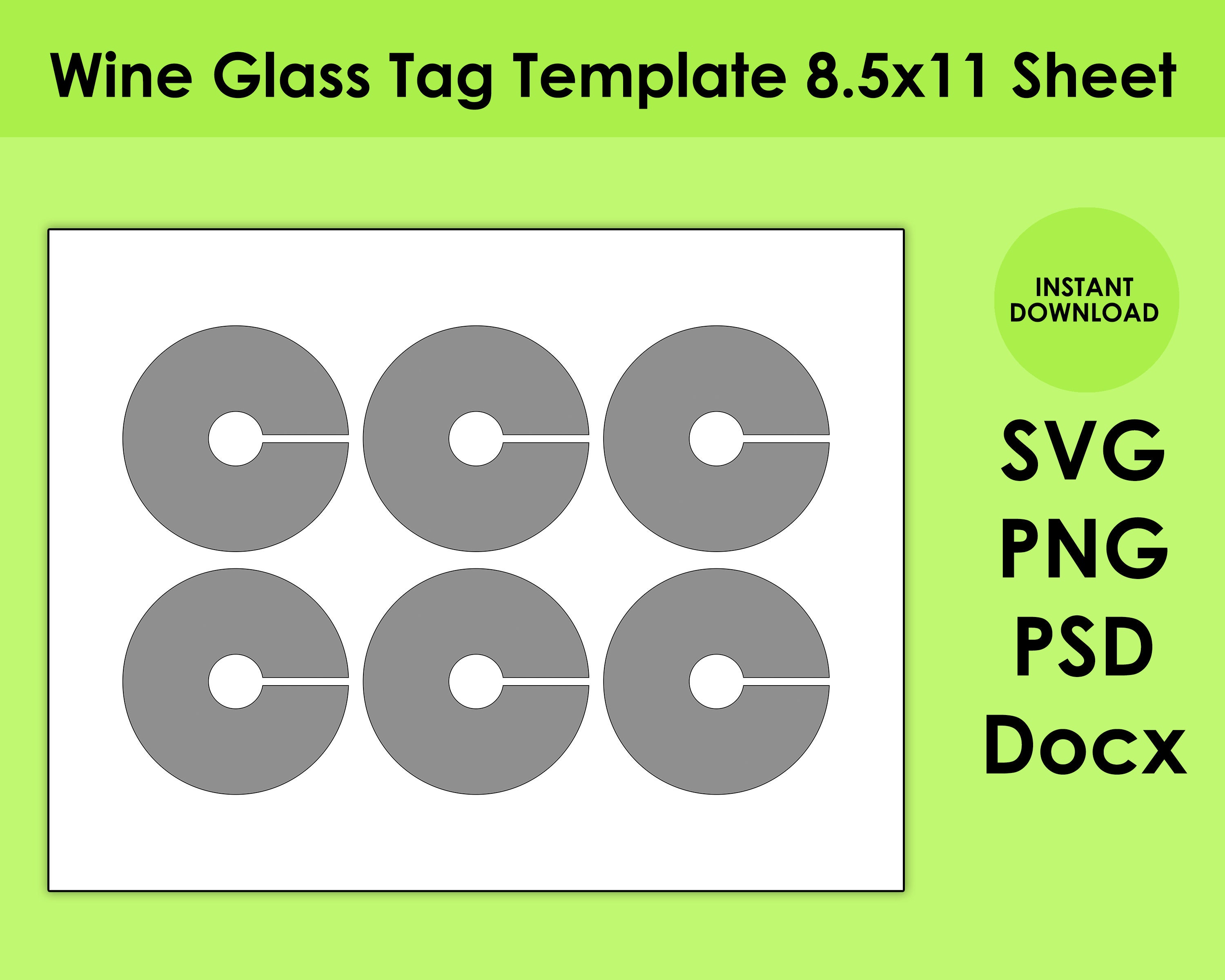 Wine glass name tags template for thanksgiving