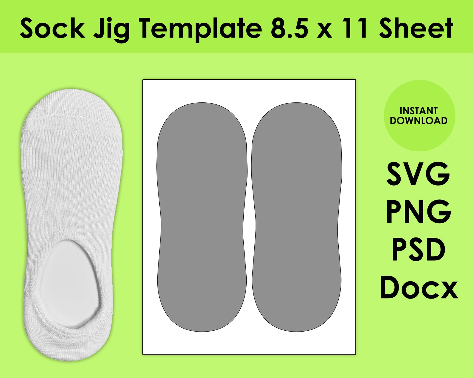 Sock Jig Template 8.5x11 Sheet SVG PNG PSD and DOCx | Etsy