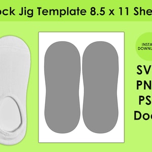 Sock Jig Template 8.5x11 Sheet SVG, PNG, PSD and DOCx