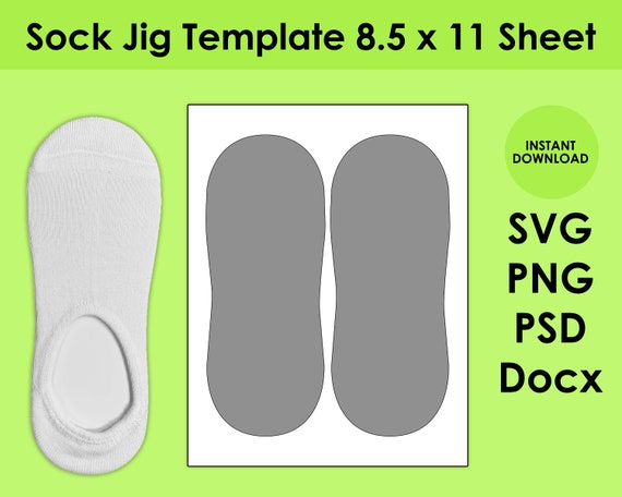 Sock Jig Template 8.5x11 Sheet SVG, PNG, PSD and DOCx