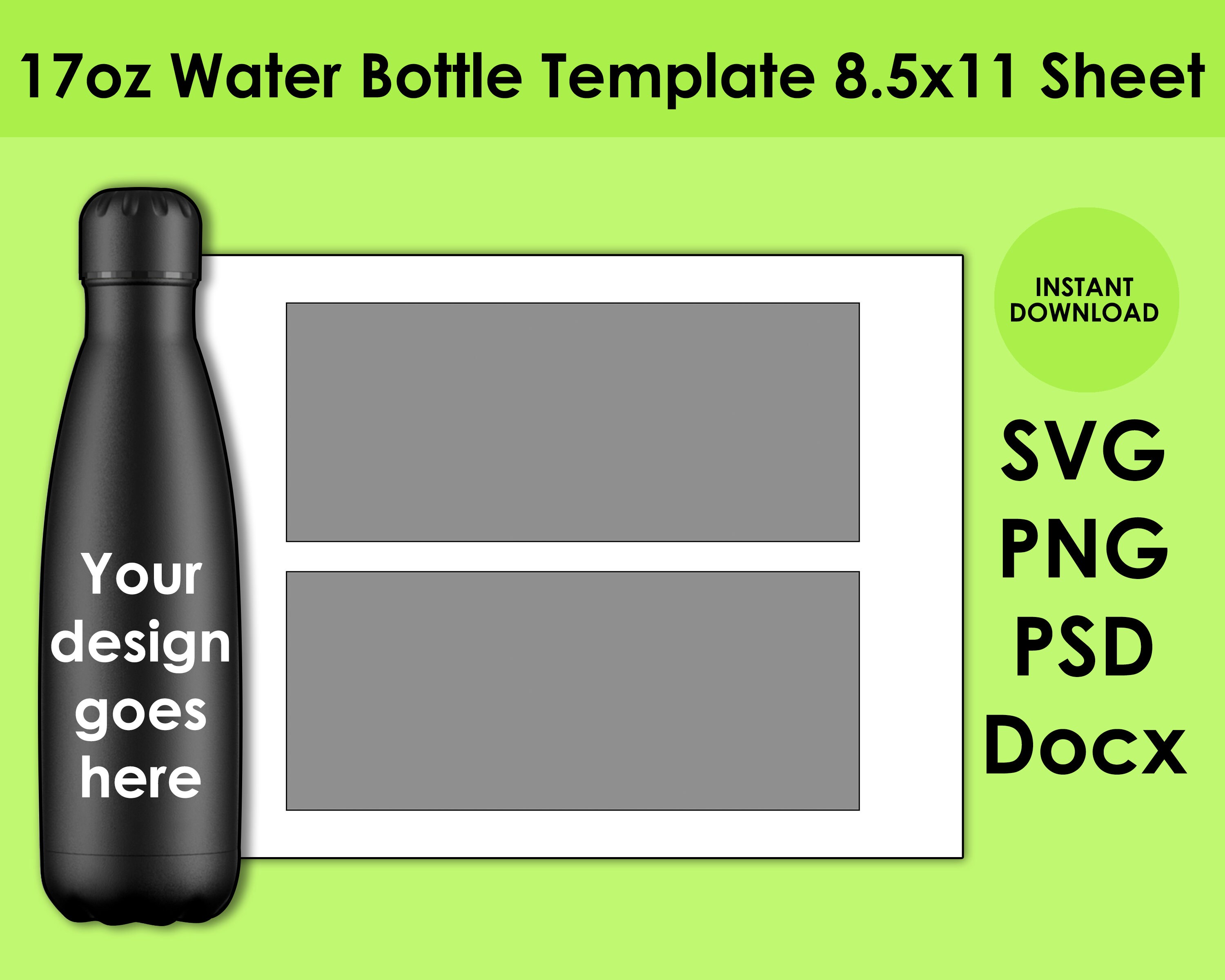 Download 17oz Water Bottle Sublimation Template 8.5x11 Sheet SVG PNG | Etsy