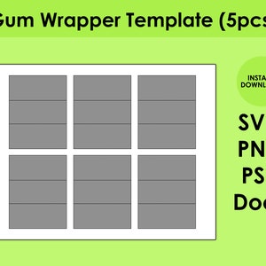 5pcs Gum Wrapper Template 8.5x11 Sheet SVG, PNG, PSD and DOCx