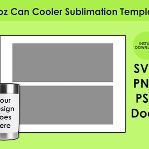 12oz Can Cooler Sublimation Template SVG, PNG, PSD and DOCx