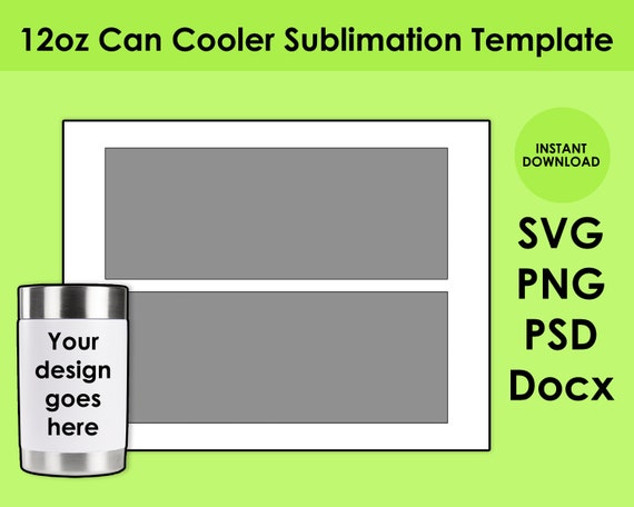 12oz Can Cooler Sublimation Template SVG, PNG, PSD and DOCx