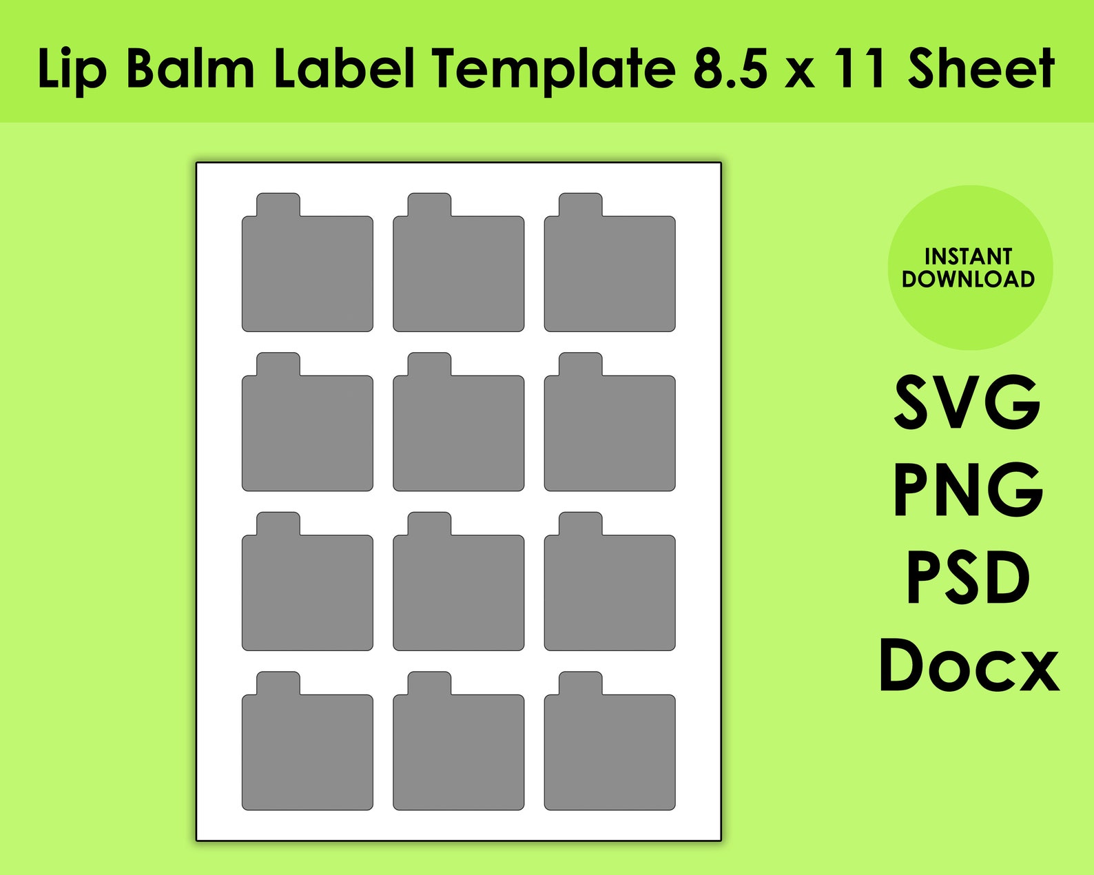Lip Balm Label Template 8.5x11 Sheet SVG PNG PSD and Docx Etsy