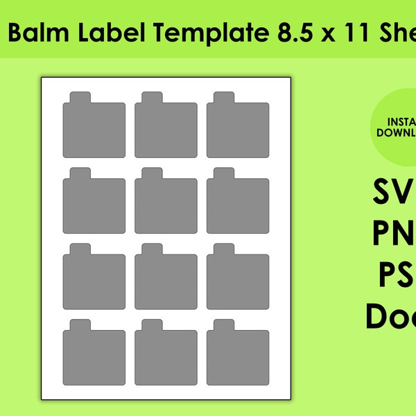 Lippenbalsam Label Template 8,5x11 Sheet SVG, PNG, PSD und DOCx