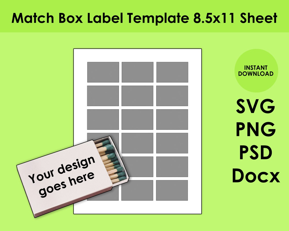 Matchbox Label Template SVG PNG PSD and Docx Printable Etsy