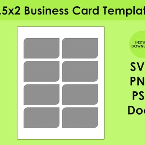 Business Card Template 8.5x11 Sheet SVG, PNG, PSD and DOCx