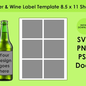 Beer & Wine Label Template 8.5x11 Sheet SVG, PNG, PSD and DOCx