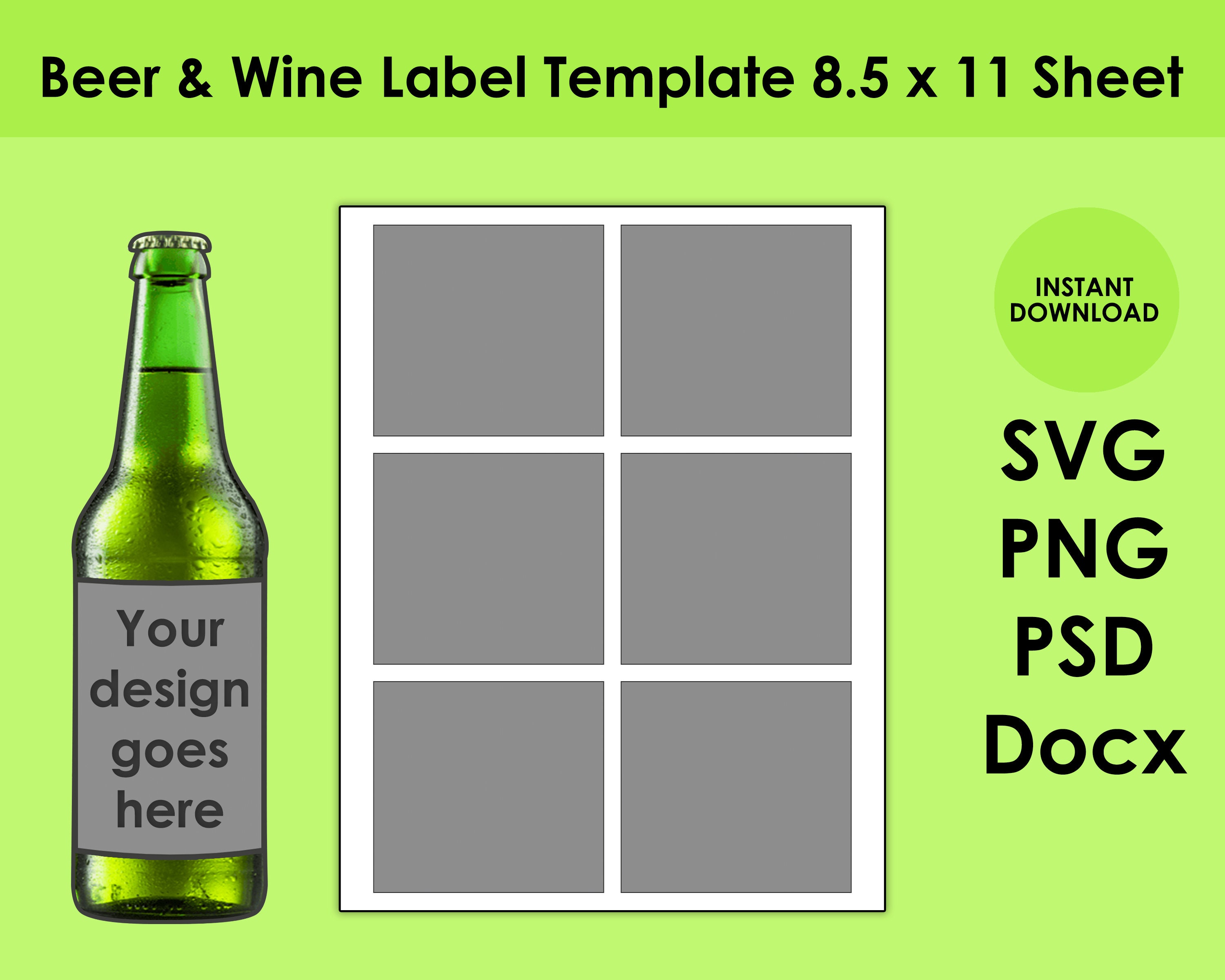 Beer & Wine Label Template 8.5x11 Sheet SVG, PNG, PSD and DOCx