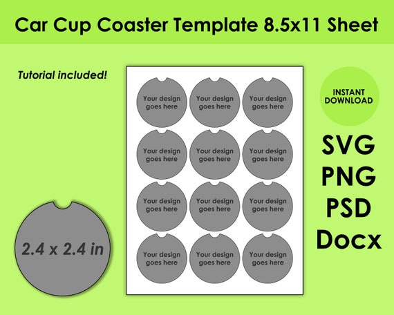 Buy Car Cup Coaster Template 8.5x11 Sheet SVG, PNG, PSD, and Docx Online in  India 