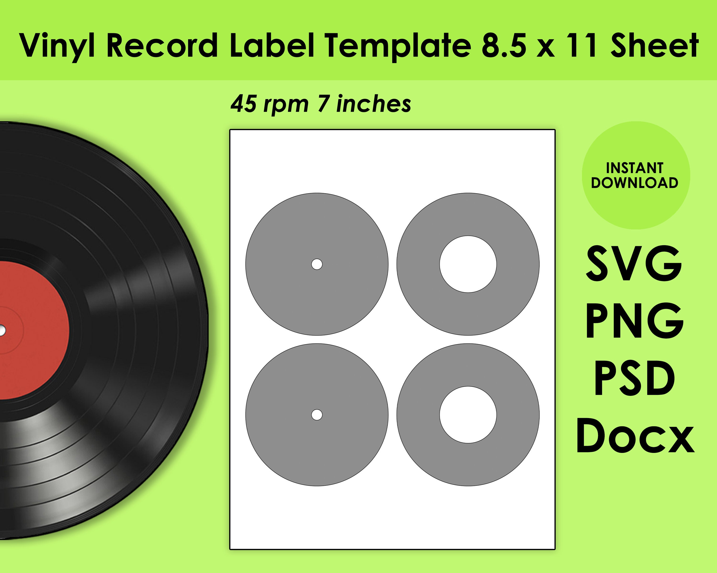 Vinyl Record Label Template 8.5x11 Sheet SVG PNG PSD and Etsy Vinyl Record Label Template 8.5x11 Sheet SVG PNG PSD and Etsy