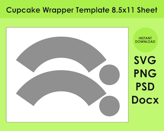 Modello wrapper Cupcake 8.5x11 Foglio SVG, PNG, PSD e Docx