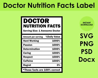Doctor Nutrition Facts Label SVG, PNG, PSD y DOCx