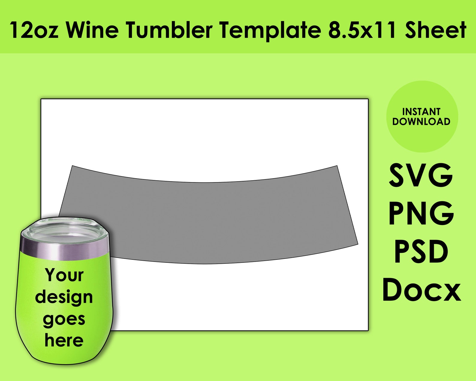 Download 12oz Wine Tumbler Template 8.5x11 Sheet SVG PNG PSD and DOCx | Etsy