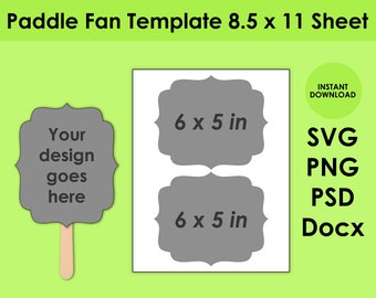 Paddle Fan Template 8.5x11 Sheet SVG, PNG, PSD and DOCx