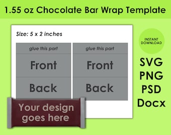 Chocolate Bar Wrapper Template SVG, PNG, PSD and DOCx 8.5x11 Sheet