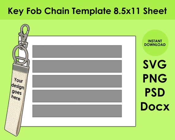 Key Fob Chain Template 8.5x11 Sheet SVG, PNG, PSD and DOCx