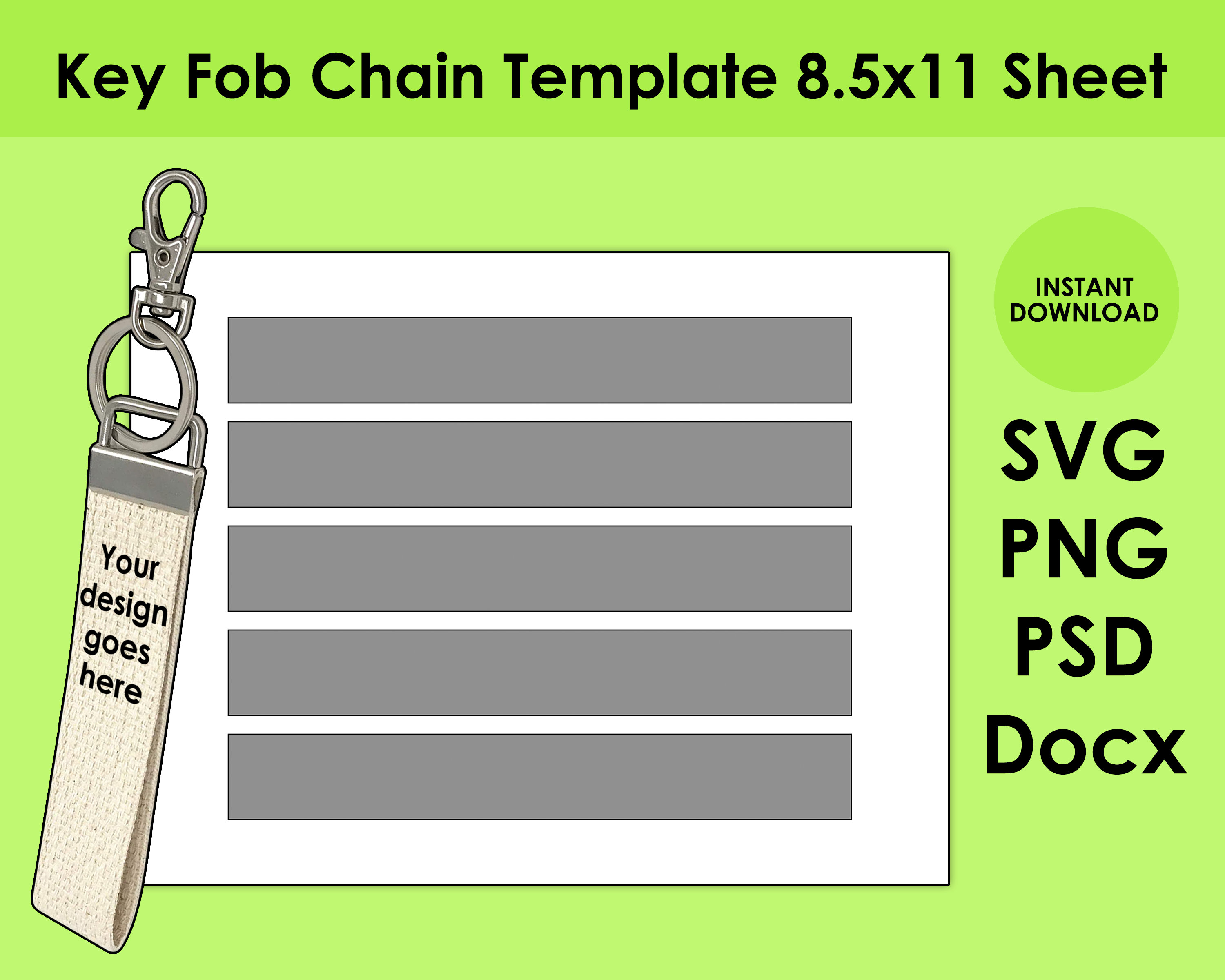 Key Fob Chain Template 8.5x11 Sheet SVG PNG PSD and Docx Etsy UK