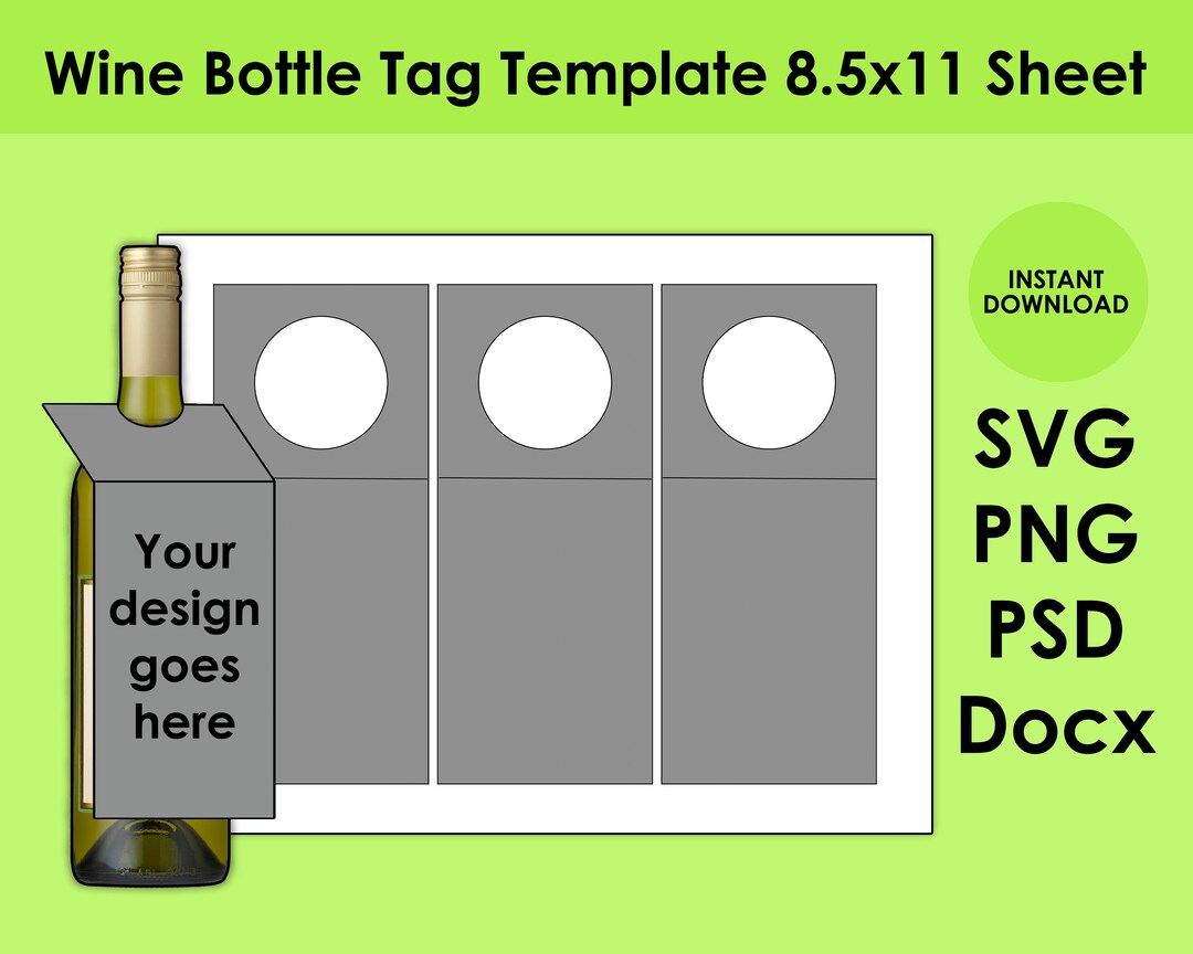 Wine Tag Template 8.5x11 Sheet SVG, PNG, PSD and Docx - Etsy