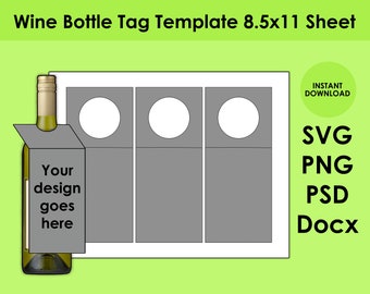 Wine Tag Template, SVG, Canva, DXF, Ms Word Docx, Png, Psd, 8.5x11 ...