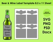 Beer & Wine Label Template 8.5x11 Sheet SVG, PNG, PSD and DOCx