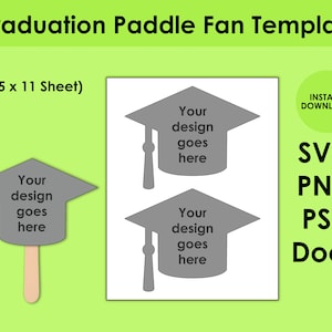 Graduation Paddle Fan Template 8.5x11 Sheet SVG, PNG, PSD and DOCx
