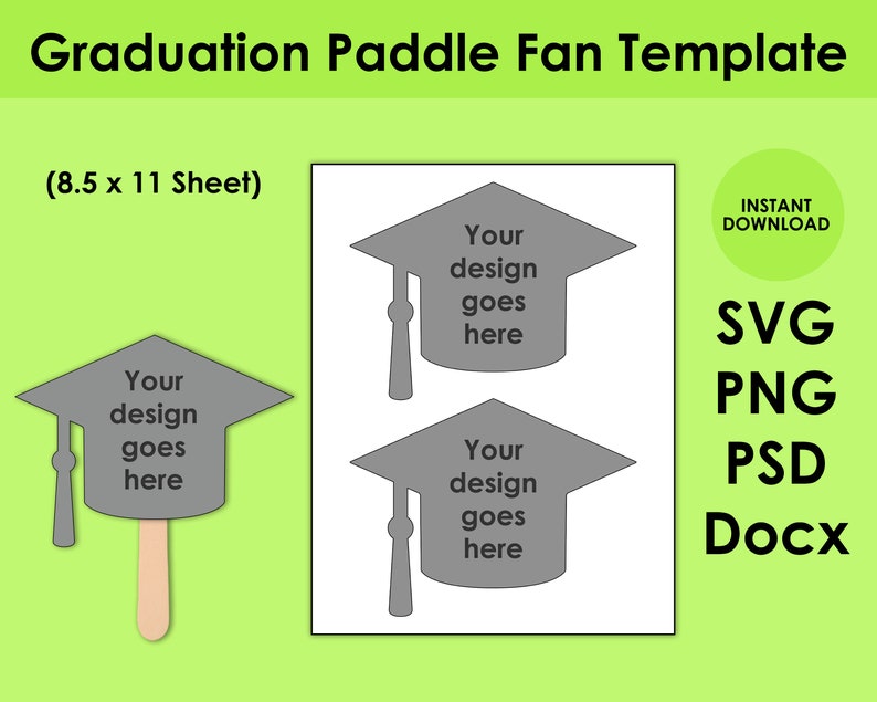 Graduation Paddle Fan Template 8.5x11 Sheet SVG, PNG, PSD and DOCx 