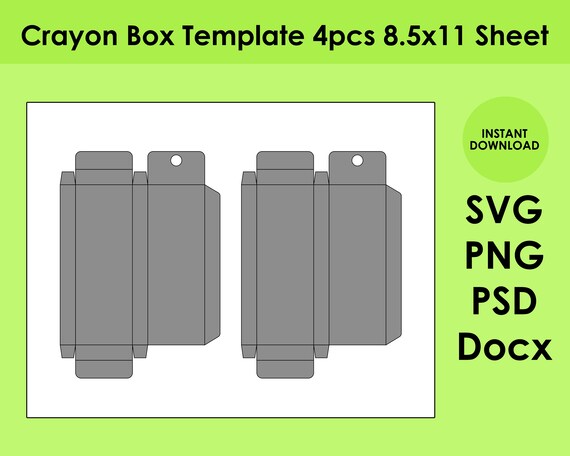 Crayon Box Template 4pcs 8.5x11 Sheet SVG PNG PSD and DOCx | Etsy