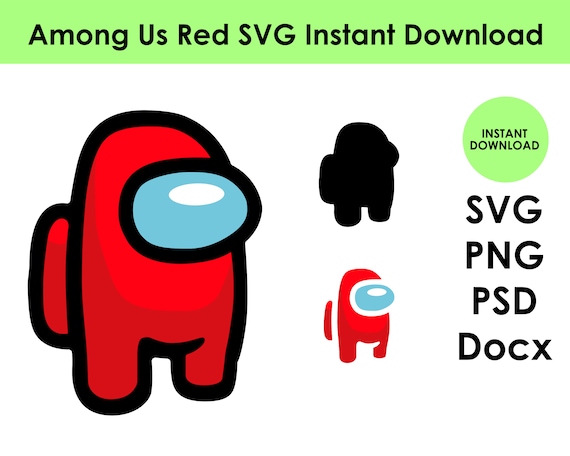 Among Us Red SVG Instant Download Video Game Silhouette 