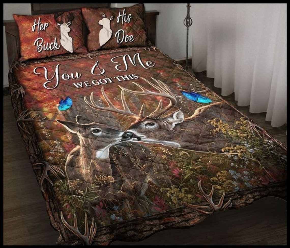 Deer Hunting Couple Bedding Set Twin Queen King Duvet and Etsy